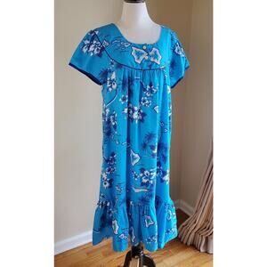 Vintage Made In Hawaii Blue House Dress Size XL